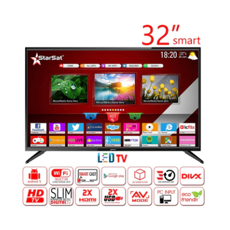 StarSat Smart TV LED 32"TSM28 BLACK